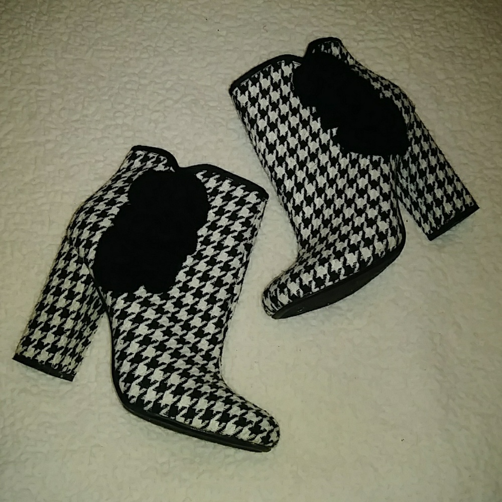 Black and White Heel Boots